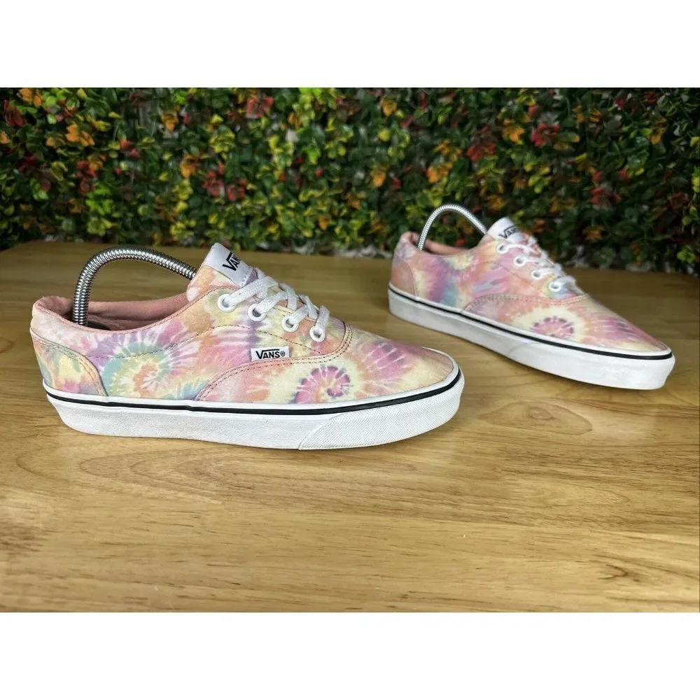 7 Vans Doheny Tie Dye Skate Shoes Sneakers Lace Up‎ Pink Yellow 721356 Womens 7